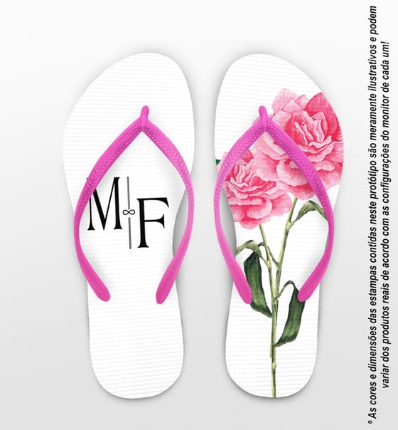 Chinelo Casamento com Flor Rosa Personalizado COD 9499