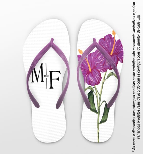 Chinelo Casamento com Flor Roxa Personalizado COD 9498