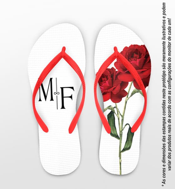 Chinelo Casamento com Flor Vermelha Personalizado COD 9500