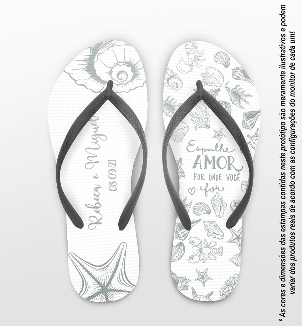 Chinelo Casamento Concha Personalizado COD 10243