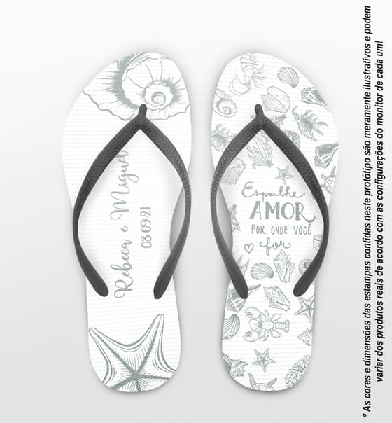 Chinelo Casamento Concha Personalizado COD 10243