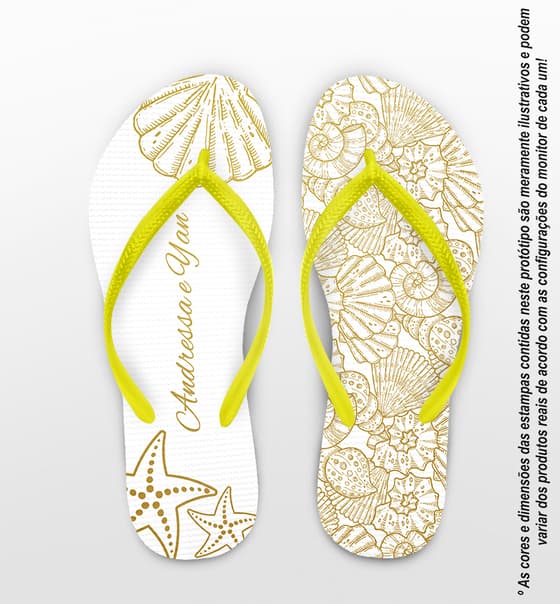 Chinelo Casamento Conchas Personalizado COD 10793