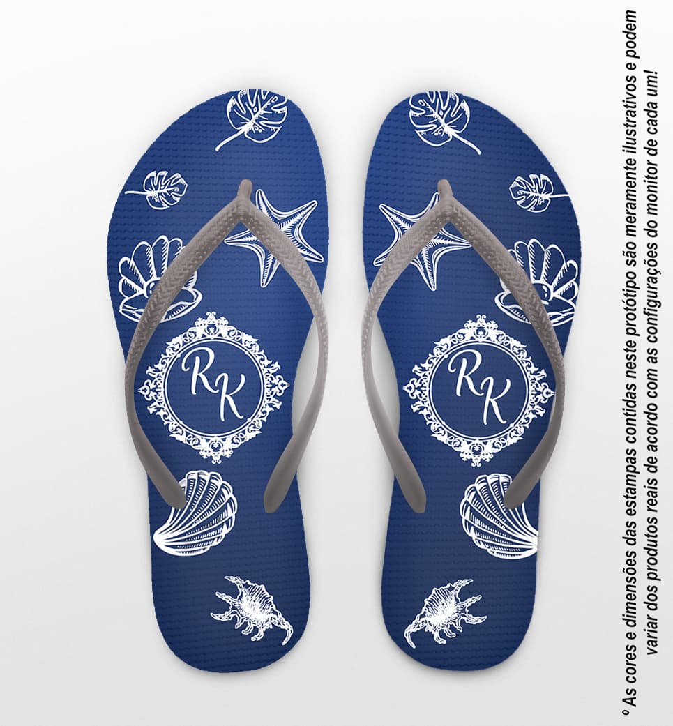 Chinelo Casamento Conchas Personalizado COD 10796