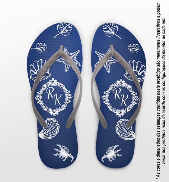 Chinelo Casamento Conchas Personalizado COD 10796