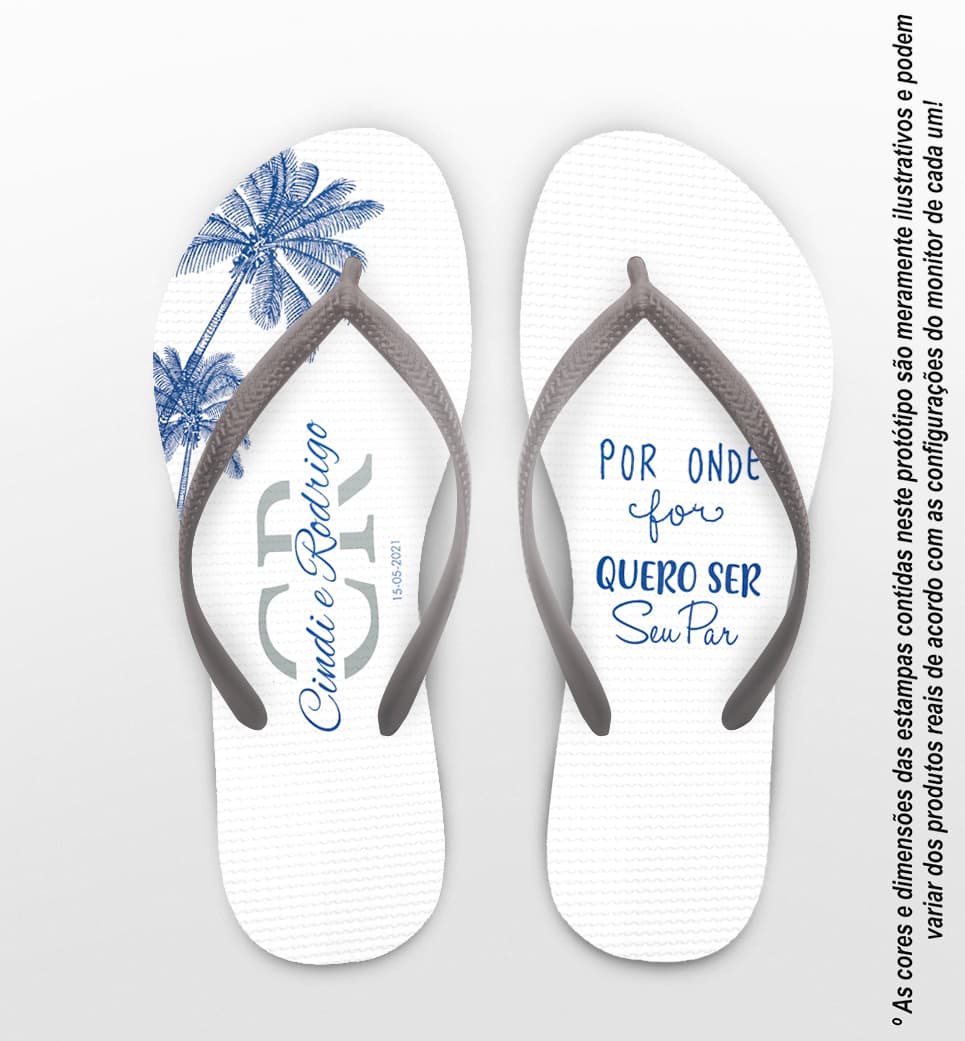 Chinelo Casamento Coqueiros Personalizado COD 8188