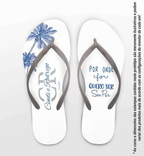 Chinelo Casamento Coqueiros Personalizado COD 8188