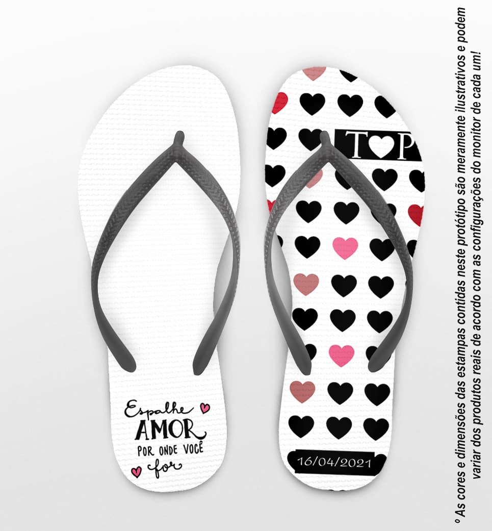 Chinelo Casamento Corações Coloridos Personalizado COD 8217
