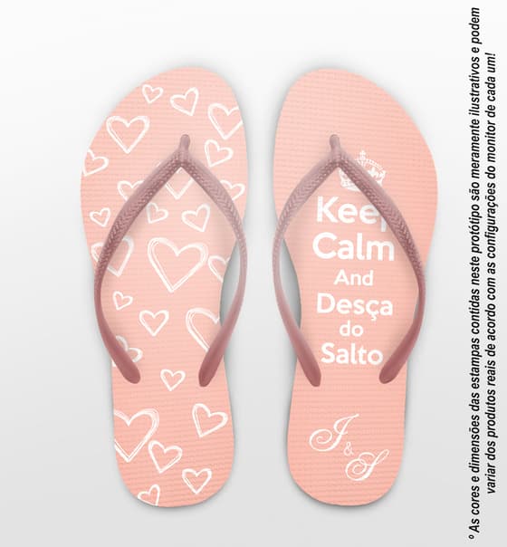 Chinelo Casamento Corações Keep Calm Personalizado COD 10308