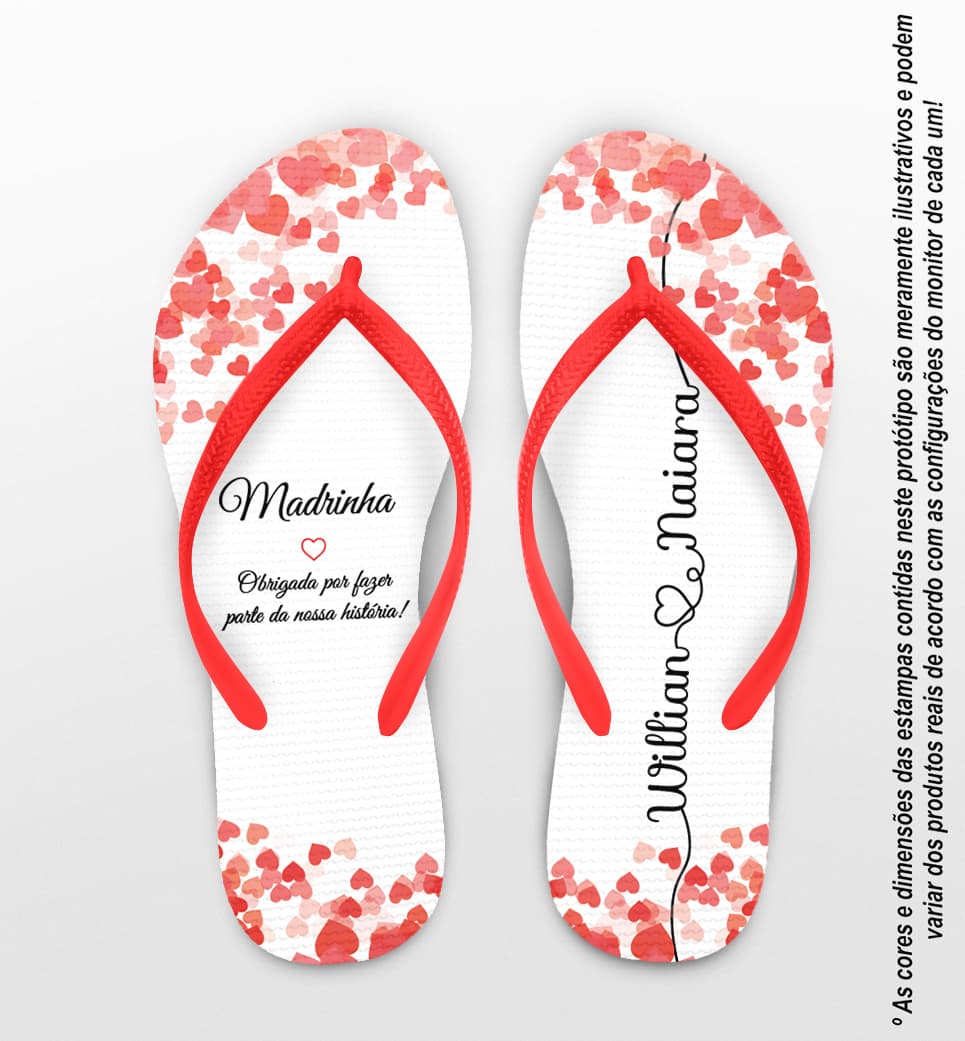 Chinelo Casamento Corações Personalizado COD 10260