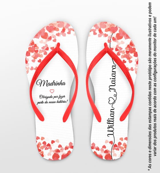 Chinelo Casamento Corações Personalizado COD 10260