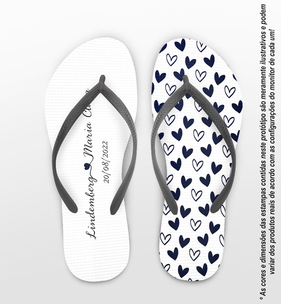 Chinelo Casamento Corações Personalizado COD 10757