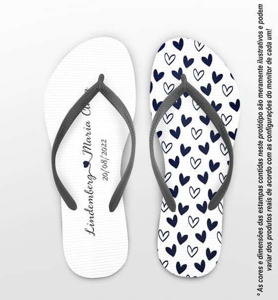 Chinelo Casamento Corações Personalizado COD 10757