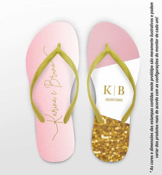 Chinelo Casamento Degradê Brilho Personalizado COD 10268