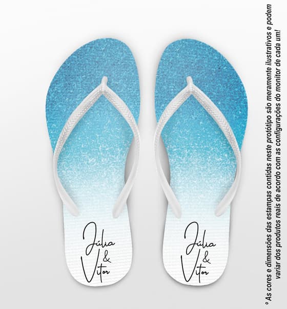 Chinelo Casamento Degrade Glitter Azul Personalizado COD 7863