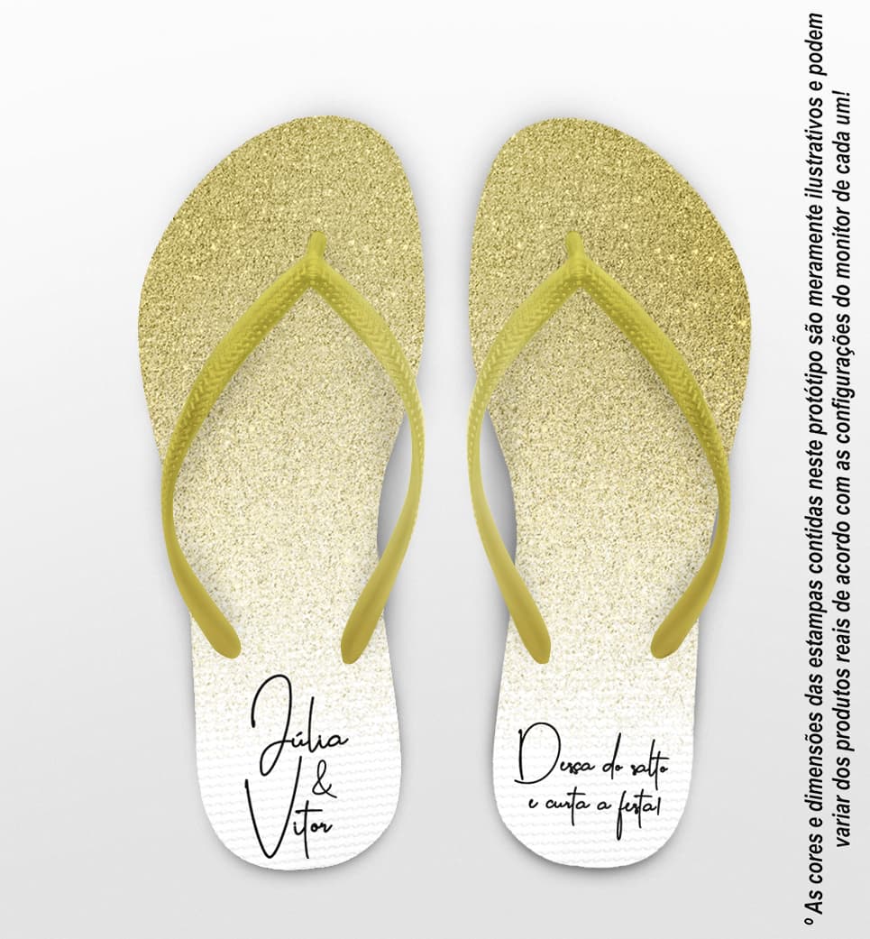 Chinelo Casamento Degrade Glitter Dourado Personalizado COD 7864