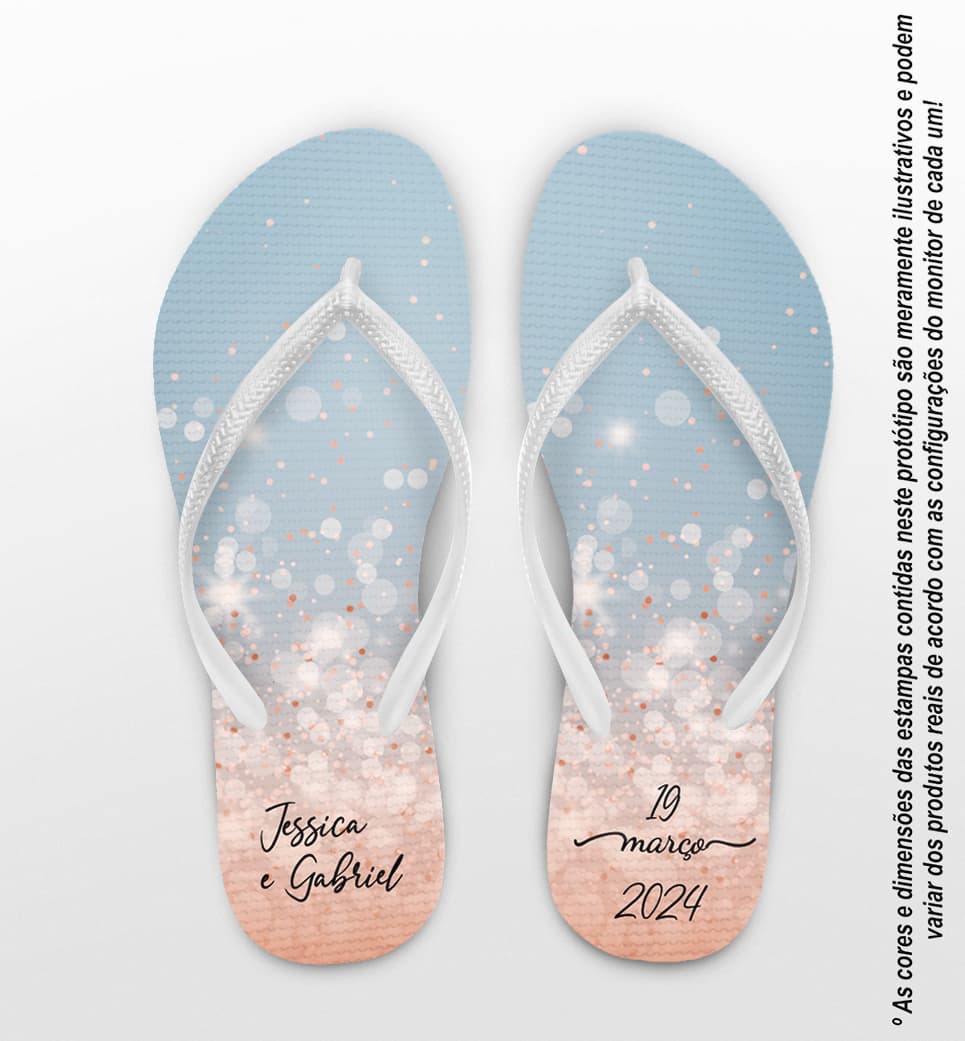 Chinelo Casamento Degradê Serenity e Rosé Personalizado COD 10577