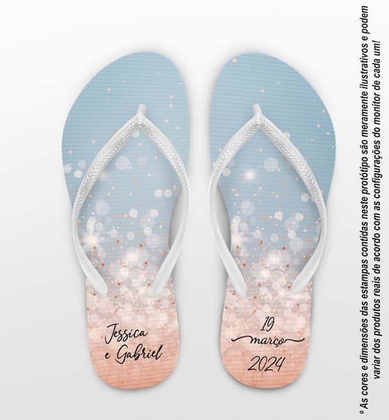 Chinelo Casamento Degradê Serenity e Rosé Personalizado COD 10577