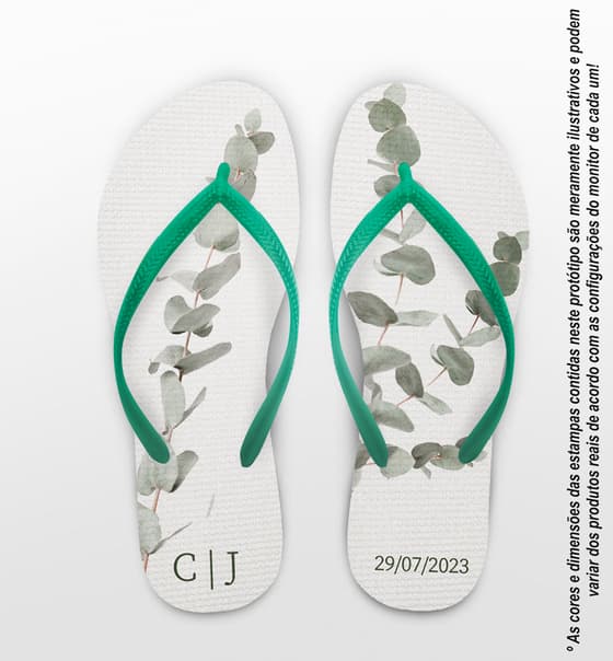 Chinelo Casamento Eucalipto Personalizado COD 10719
