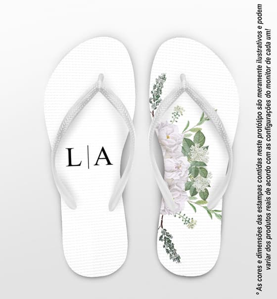 Chinelo Casamento Flor Branca Personalizado COD 8215