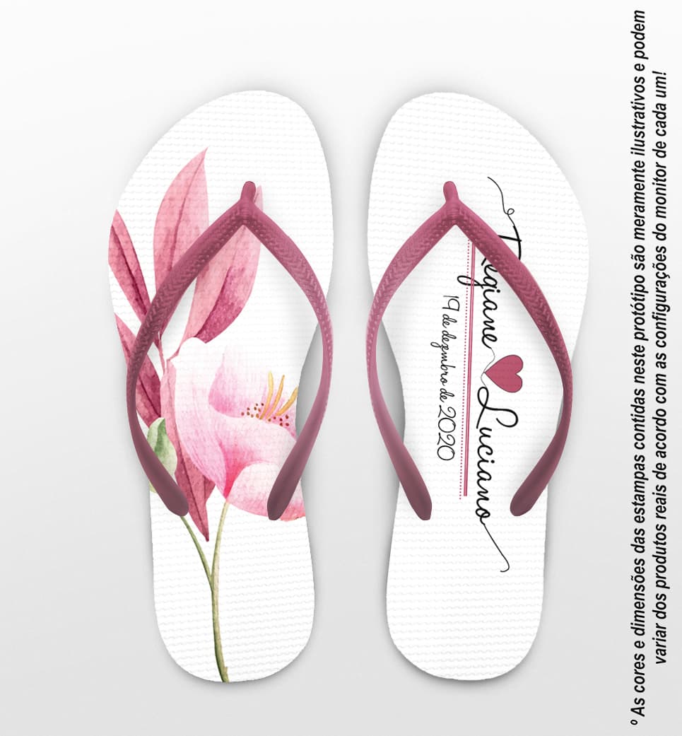 Chinelo Casamento Flor Rosa Personalizado COD 7976