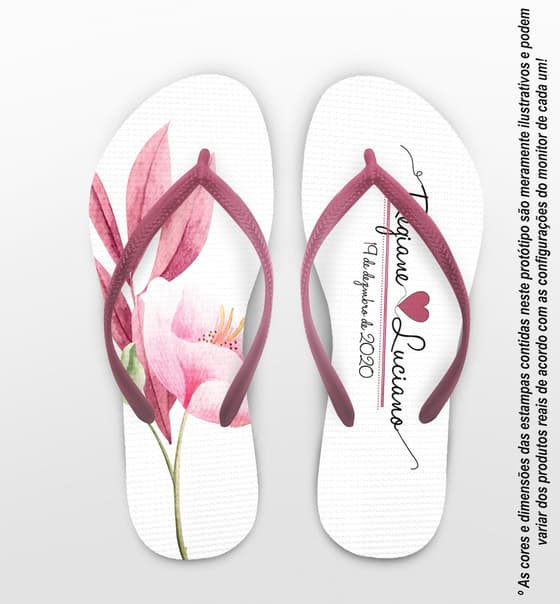Chinelo Casamento Flor Rosa Personalizado COD 7976
