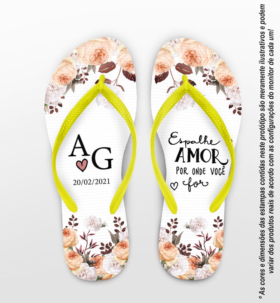 Chinelo Casamento Flor Rose Personalizado COD 8178