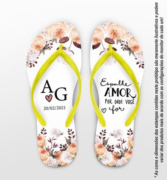 Chinelo Casamento Flor Rose Personalizado COD 8178