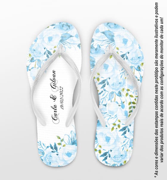 Chinelo Casamento Floral Azul Serenity Personalizado COD 10294