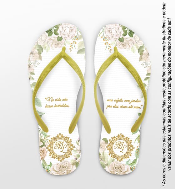 Chinelo Casamento Floral Branco Personalizado COD 8184