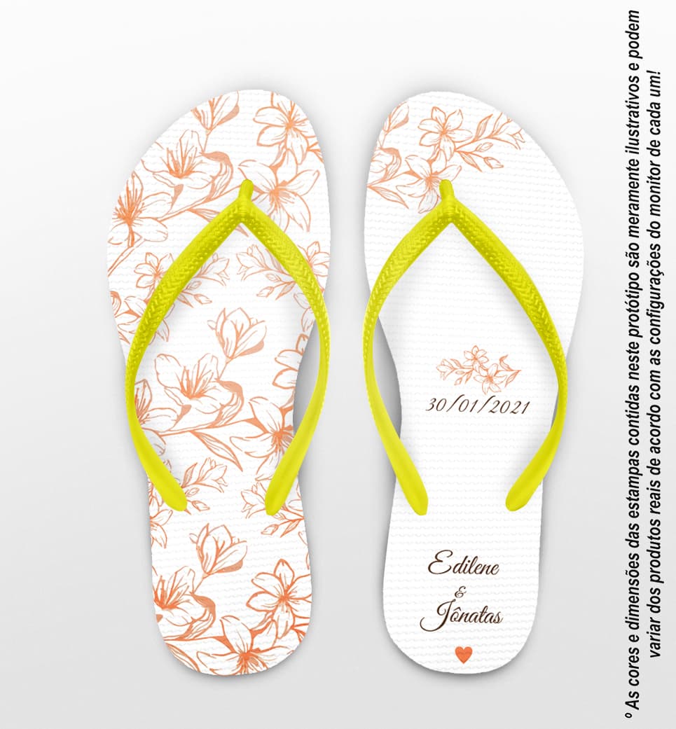 Chinelo Casamento Floral Delicado Personalizado COD 8025