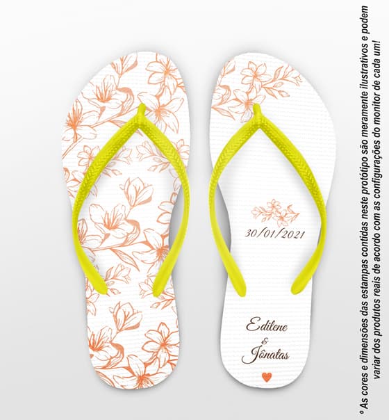 Chinelo Casamento Floral Delicado Personalizado COD 8025