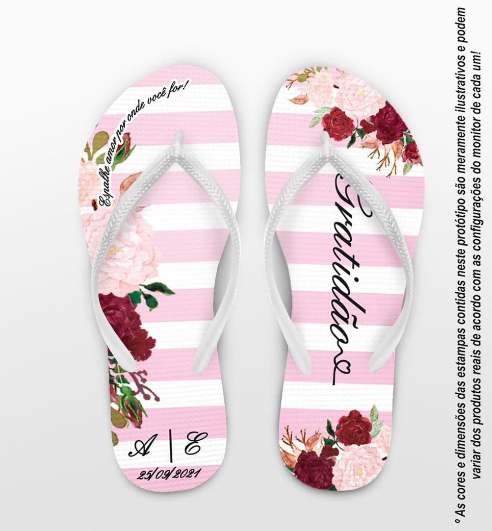 Chinelo Casamento Floral Listrado COD 9792