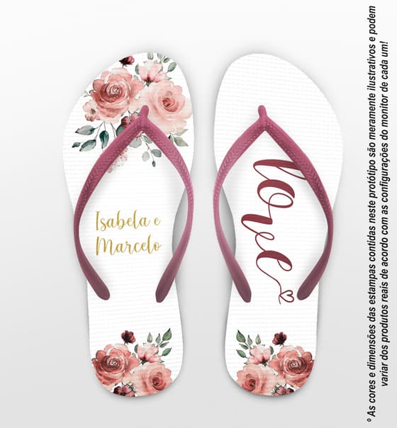 Chinelo Casamento Floral Love Personalizado COD 10305