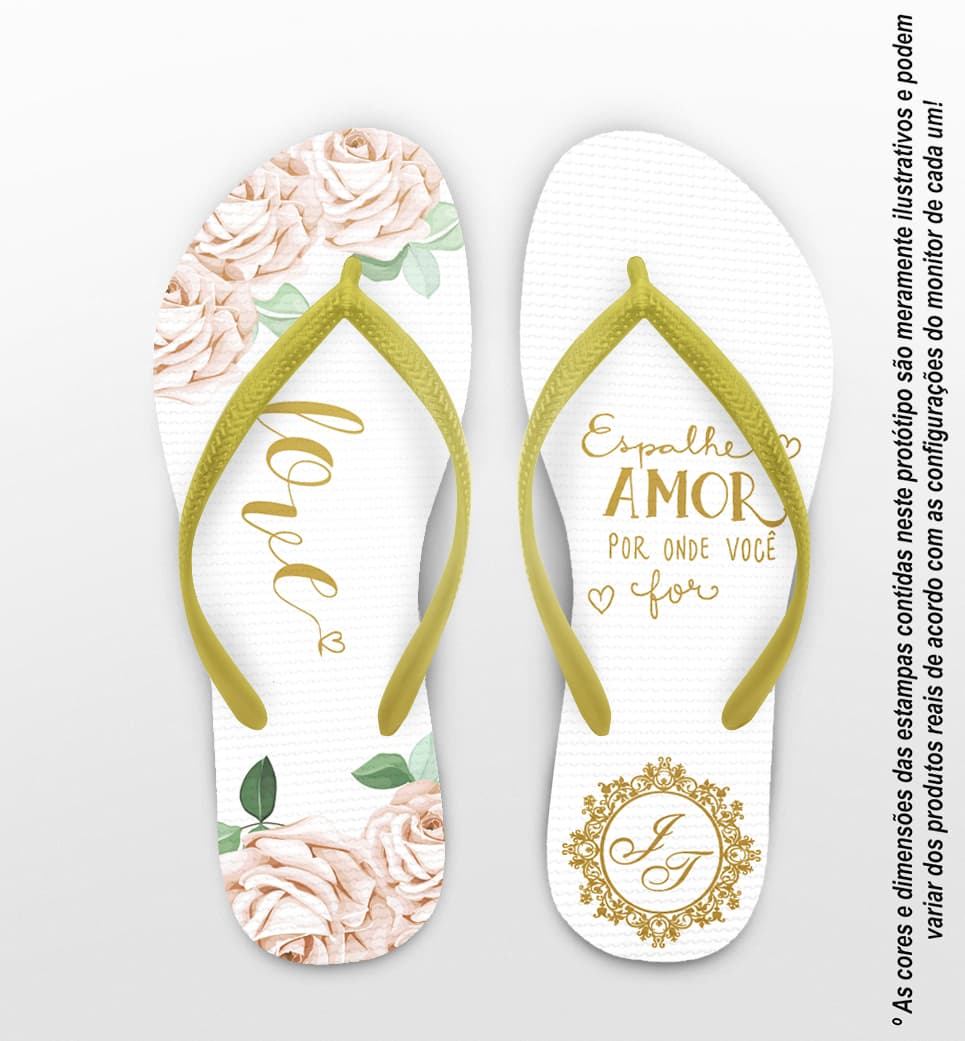 Chinelo Casamento Floral Love Personalizado COD 8022