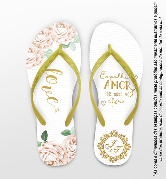 Chinelo Casamento Floral Love Personalizado COD 8022