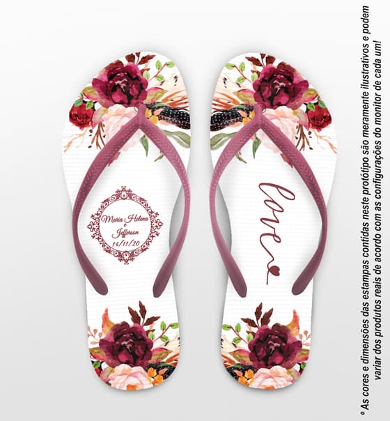Chinelo Casamento Floral Monograma COD 9794