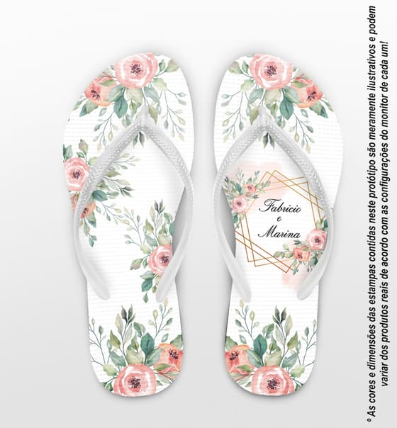 Chinelo Casamento Floral Monograma COD 9804