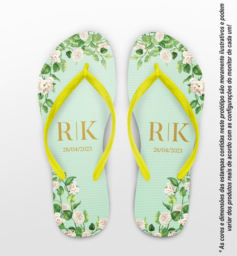 Chinelo Casamento Floral Off White Personalizado COD 10751