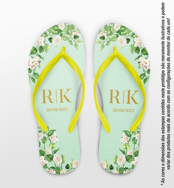 Chinelo Casamento Floral Off White Personalizado COD 10751