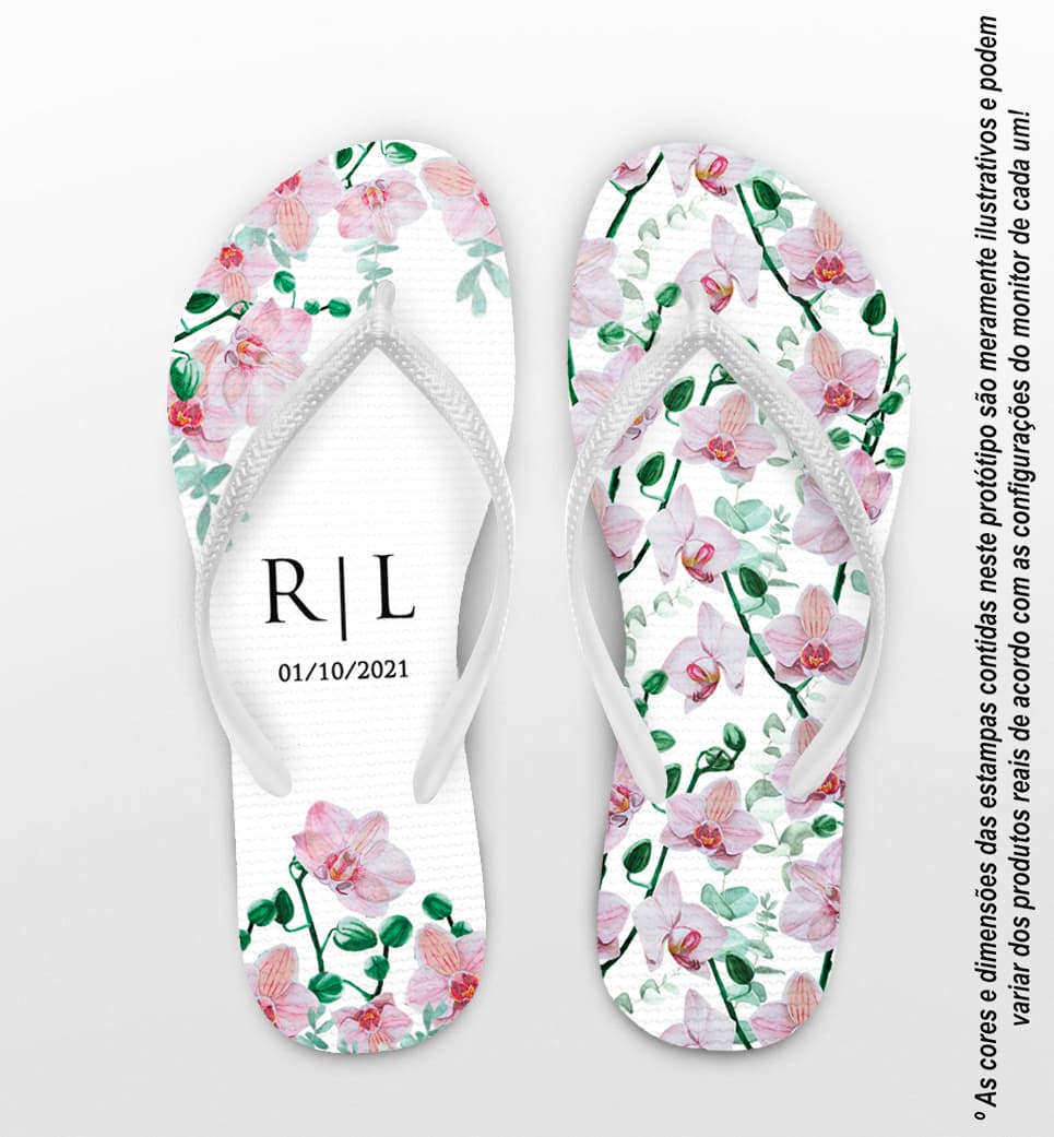 Chinelo Casamento Floral Orquídea Personalizado COD 10222