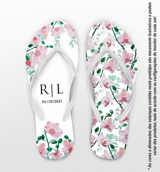 Chinelo Casamento Floral Orquídea Personalizado COD 10222