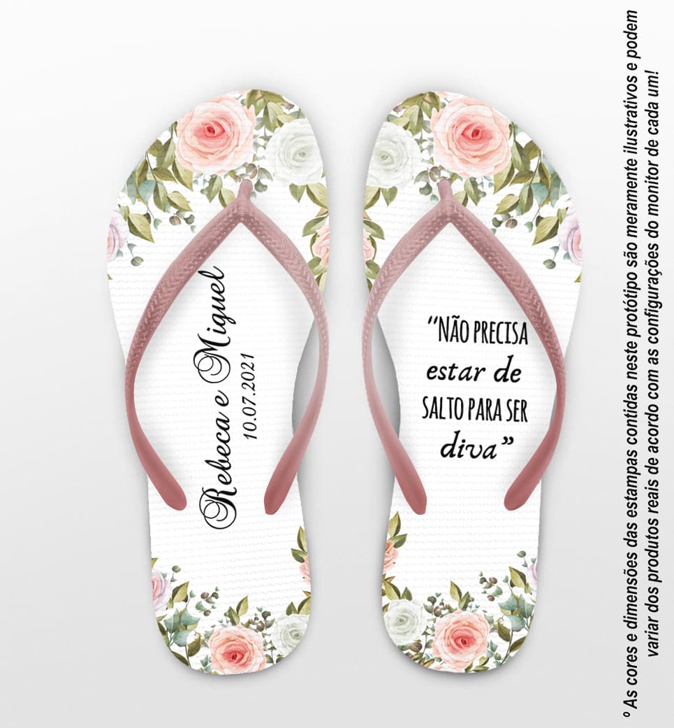 Chinelo Casamento Floral Personalizado COD 10241