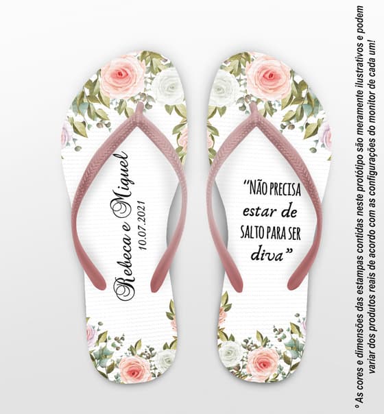 Chinelo Casamento Floral Personalizado COD 10241