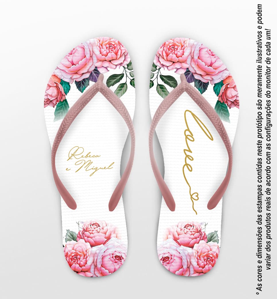 Chinelo Casamento Floral Personalizado COD 10242