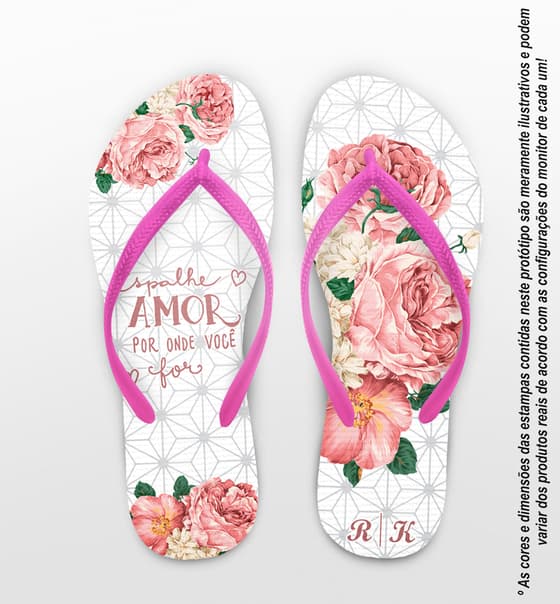 Chinelo Casamento Floral Personalizado COD 10244