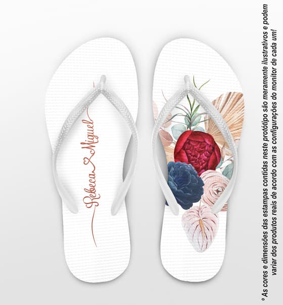 Chinelo Casamento Floral Personalizado COD 10252