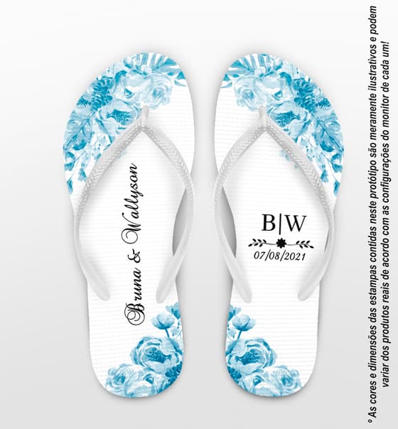 Chinelo Casamento Floral Personalizado COD 10254