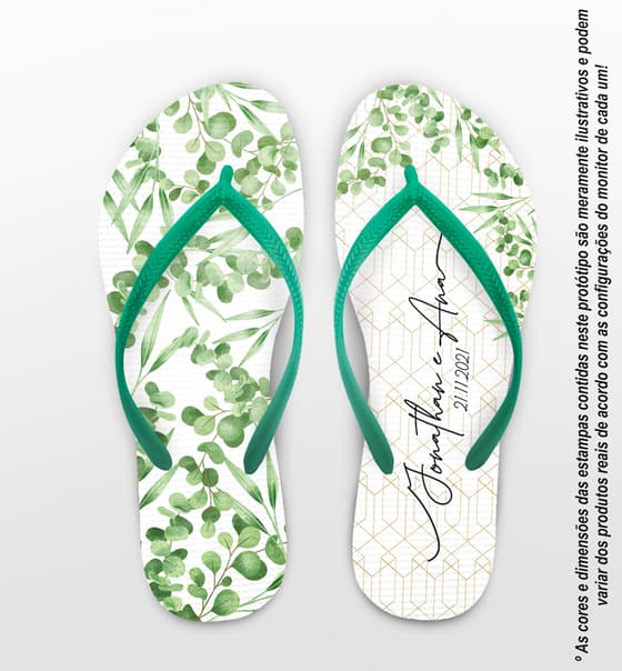 Chinelo Casamento Floral Personalizado COD 10256