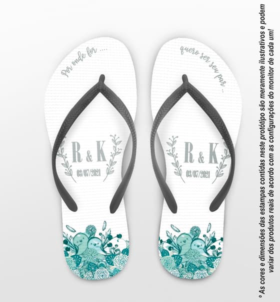 Chinelo Casamento Floral Personalizado COD 10266