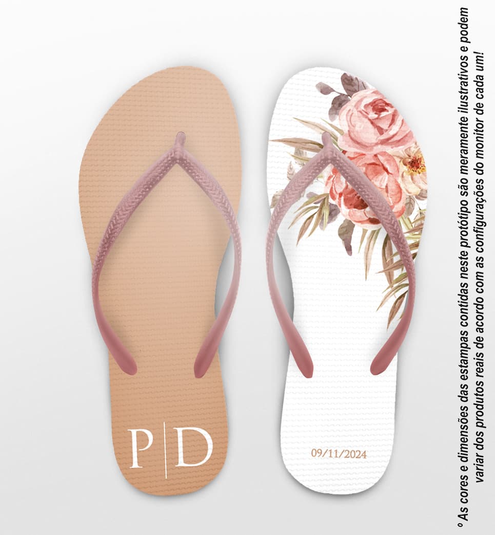 Chinelo Casamento Floral personalizado COD 10274